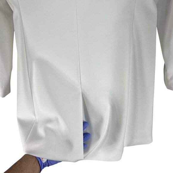 Calvin Klein NEW Women 14 White Collarless Zip Front Long Blazer Jacket Timeless - Picture 7 of 16